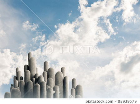 Multiple stone columns with breathtaking landscape 88939579