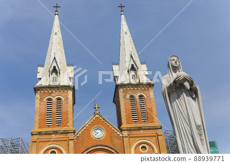 Notre Dame Cathedral of Saigon with blue sky in Ho Chi Minh City, Vietnam Notre Dame Cathedral of Saigon with blue sky in Ho Chi Minh City, Vietnam 88939771