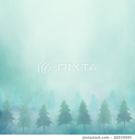 Fantastic foggy forest watercolor background material Fantastic foggy forest watercolor background material 88939995