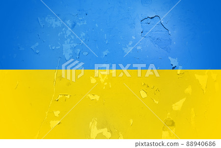 old wall painted in colors of flag of ukraine 88940686