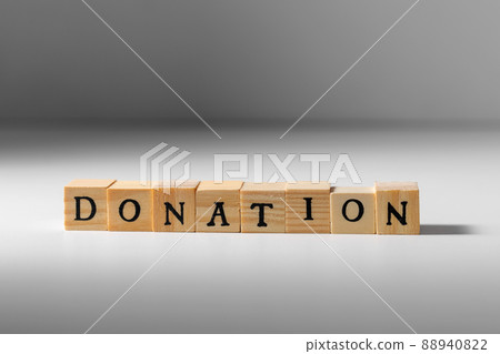 wooden toy blocks with donation word wooden toy blocks with donation word 88940822