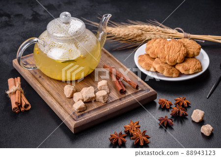 Homemade corn cookies on a dark concrete background 88943123