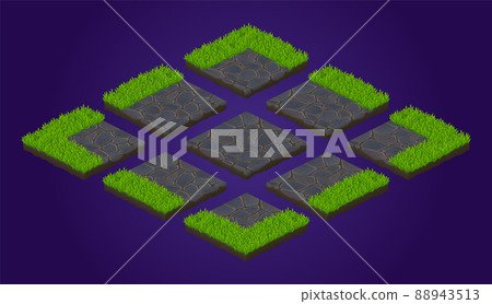 Isometric ground tiles game texture, paving stones Isometric ground tiles game texture, paving stones 88943513