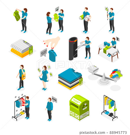 Sustainable Fashion Isometric Icons 88945773