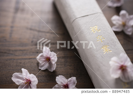 文憑和櫻花花瓣 88947485