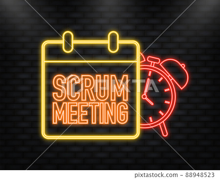 Neon Icon. Flat icon with scrum meeting. Project development illustration. Vector icon. 88948523