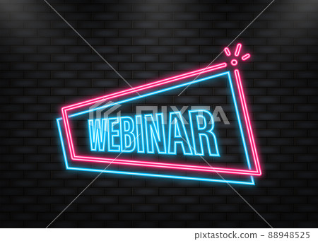 Neon Icon. Webinar blue button, icon. Vector design illustration 88948525