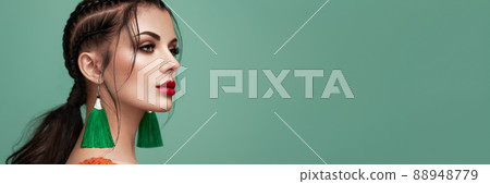 Portrait beautiful woman with jewelry Portrait beautiful woman with jewelry 88948779