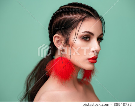 Portrait beautiful woman with jewelry 88948782