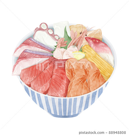 Hand-painted watercolor illustration of seafood bowl Hand-painted watercolor illustration of seafood bowl 88948808