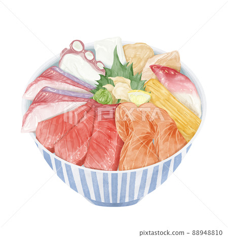 Hand-painted watercolor illustration of seafood bowl Hand-painted watercolor illustration of seafood bowl 88948810