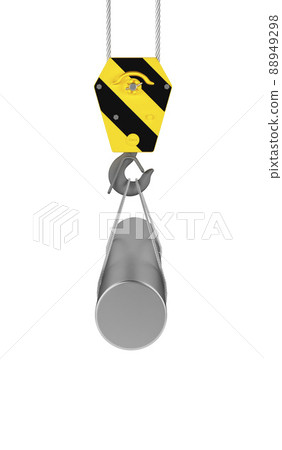 Rolled metal products suspended on a crane. 3d render 88949298