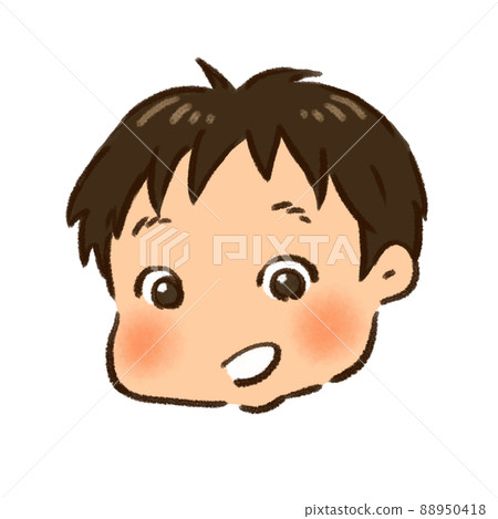 一個男孩張開嘴微笑的臉 88950418