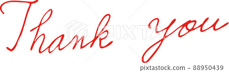 Thank you-Characters-Cursive-English Handwriting Thank you Red fine print 88950439