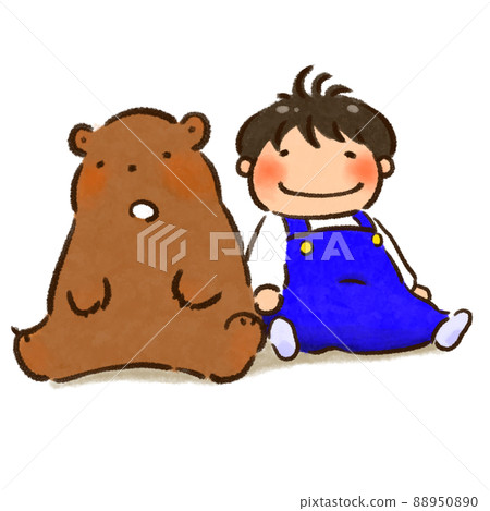 Sitting child and bear 88950890