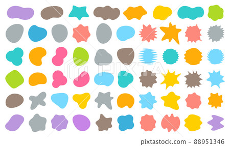 Bloobs shape collection, random abstract stains, color bubble silhouette, irregular liquid shape set, organic wavy fluid, art spot for background, comic speech bubble, vector illustration 88951346