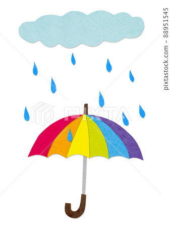 Rainbow-colored umbrella and rain paper craft 88951545