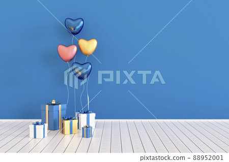 Set of glossy 3d realistic balloons and gift boxes. 3d illustration Set of glossy 3d realistic balloons and gift boxes. 3d illustration 88952001
