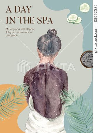 Poster template with spa therapy concept,watercolor style 88952583