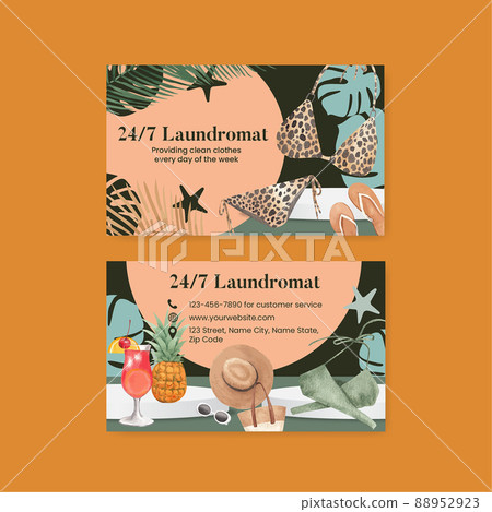 Name card template with summer outfit fashion concept,watercolor style 88952923