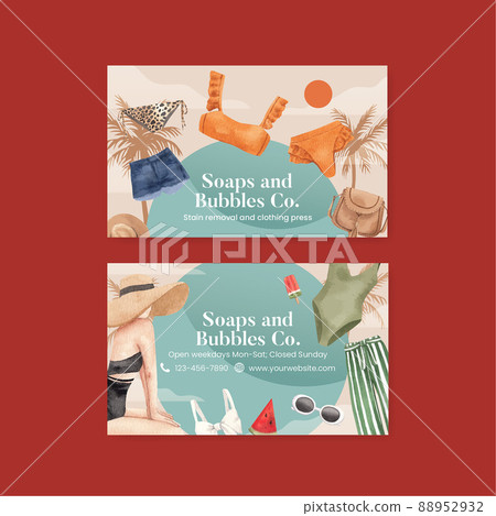 Name card template with summer outfit fashion concept,watercolor style 88952932