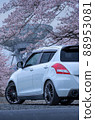 Scenery with cherry blossoms and sports cars 88953081