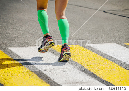 legs girl runner in bright green compression socks legs girl runner in bright green compression socks 88953120