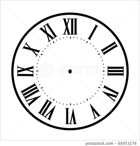 Clock face with shadow on white background. Vector illustration 88953276