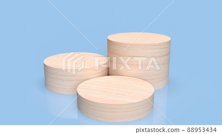 The wood podium on blue background for present or advertising concept 3d rendering. 88953434