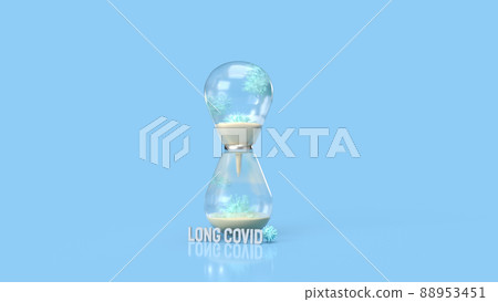 The virus and sand clock on blue background  for long covid concept 3d rendering 88953451