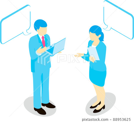 商務人士工作等距男性女性氣球複製空間框架插圖素材 商務人士工作等距男性女性氣球複製空間框架插圖素材 88953625