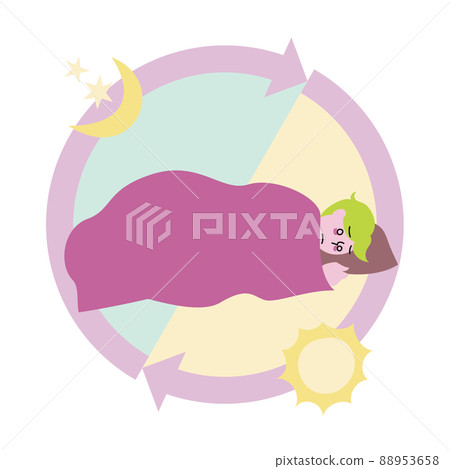 A man in pajamas with an anxious expression that can not sleep in the futon A man in pajamas with an anxious expression that can not sleep in the futon 88953658