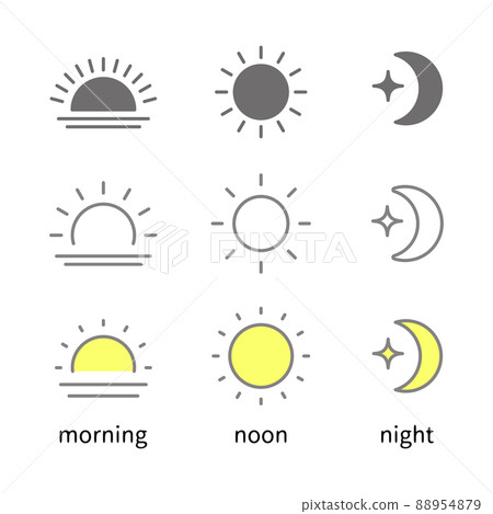 Sun and moon morning day and night time,... - Stock Illustration ...