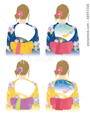 A woman in a yukata, back (4 types) A woman in a yukata, back (4 types) 88955508