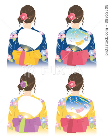A woman in a yukata, back (4 types) A woman in a yukata, back (4 types) 88955509