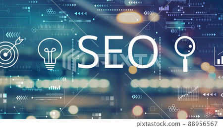 SEO concept with blurred city lights SEO concept with blurred city lights 88956567