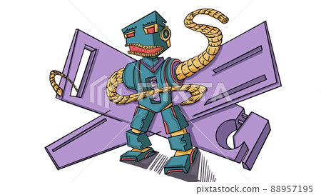 Monster robot drawing. made by hand. graffiti. illustration. fictional character. Monster robot drawing. made by hand. graffiti. illustration. fictional character. 88957195