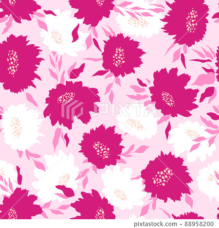 Floral seamless with hand drawn color roses. Cute summer background with flowers and leaves. Modern floral compositions. Fashion vector stock illustration for wallpaper, posters, card, fabric, textile Floral seamless with hand drawn color roses. Cute summer background with flowers and leaves. Modern floral compositions. Fashion vector stock illustration for wallpaper, posters, card, fabric, textile 88958200
