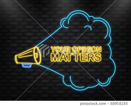 Yellow megaphone with Your opinion matters concept. Vector illustration on white background Yellow megaphone with Your opinion matters concept. Vector illustration on white background 88958285