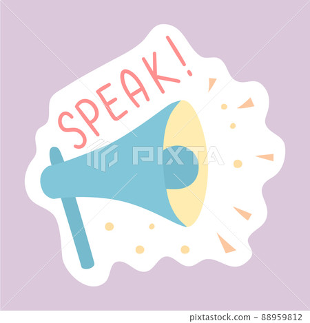 Feminist and body positive vector sticker Speak. Female movement cartoon badge with inspirational quote. Women empowerment, self acceptance and gender equality trendy lettering pack Feminist and body positive vector sticker Speak. Female movement cartoon badge with inspirational quote. Women empowerment, self acceptance and gender equality trendy lettering pack 88959812