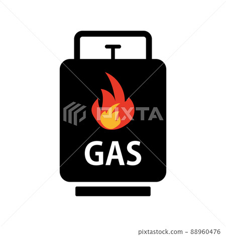 Propane gas icon with flame mark 88960476