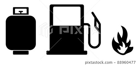 Propane gas and gas station and flame icon set. Propane gas and gas station and flame icon set. 88960477
