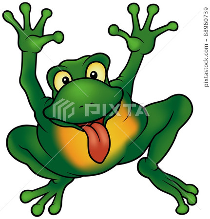Front View of a Green Frog - Stock Illustration [88960739] - PIXTA