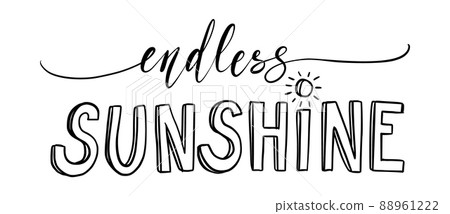 Hello Summer, Sunshine Hand drawn lettering design for apparel and stickers. Vitamin Sea modern brush calligraphy. Funny motivational quotes. 88961222