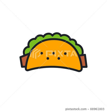 Taco icon. Fast food isolated line color icons 88961803
