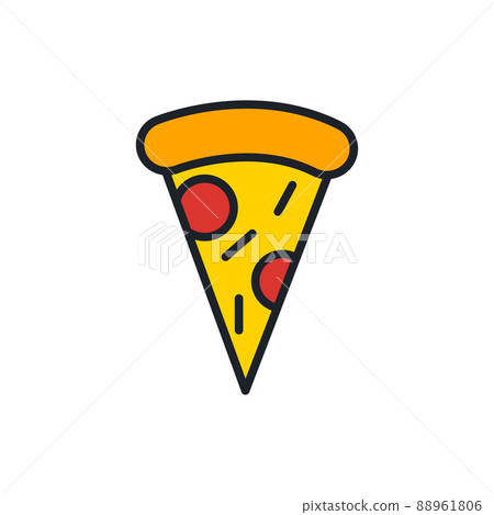 Pizza slice icon. Fast food and bakery isolated line color icons 88961806