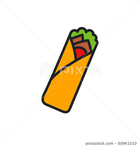 Shawarma icon. Fast food isolated line color icons 88961810