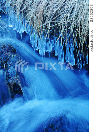 Icelandic waterfall, snowy landscape of Seljalandsfoss Icelandic waterfall, snowy landscape of Seljalandsfoss 88962898