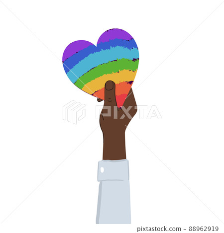 Hand holding rainbow heart. Love is love concept. Hand holding rainbow heart. Love is love concept. 88962919