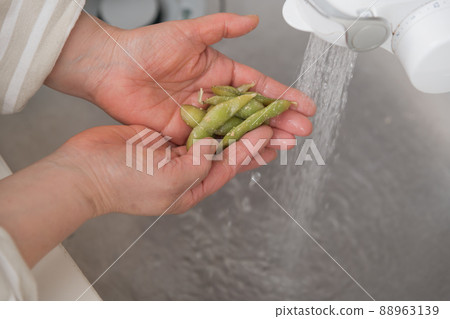 [洗掉麥麩床上的毛豆] 88963139
